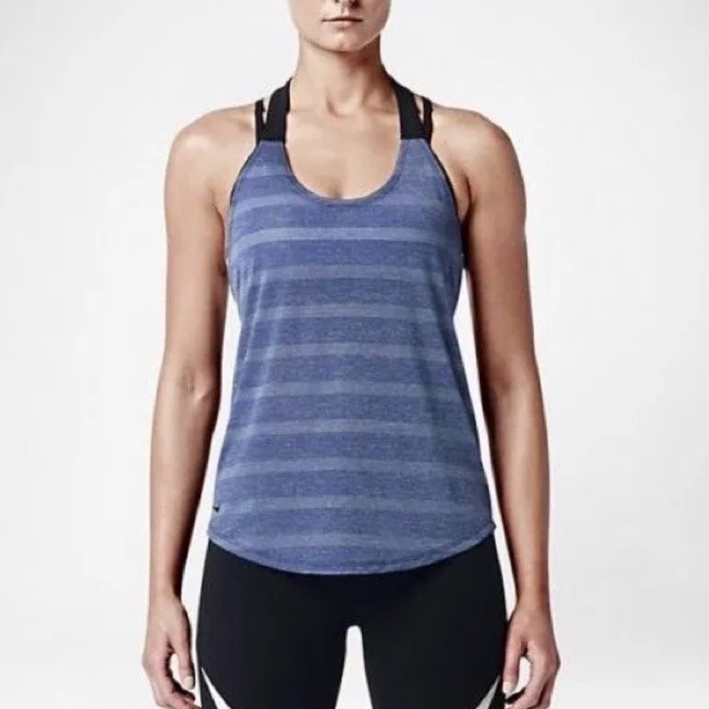 Nike Women's Elastika Elevate Omega Blue Logo T-Back Tank Size S